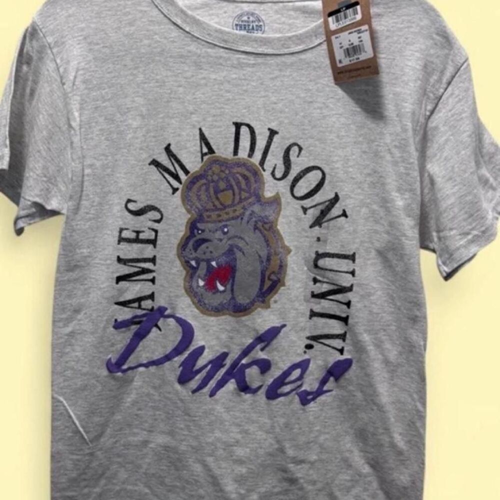 NWT James Madison University Dukes T-Shirt Unisex Small Gray JMU